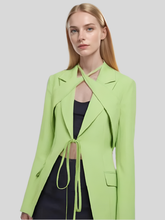 Vibrant Lime Green Cutout Blazer