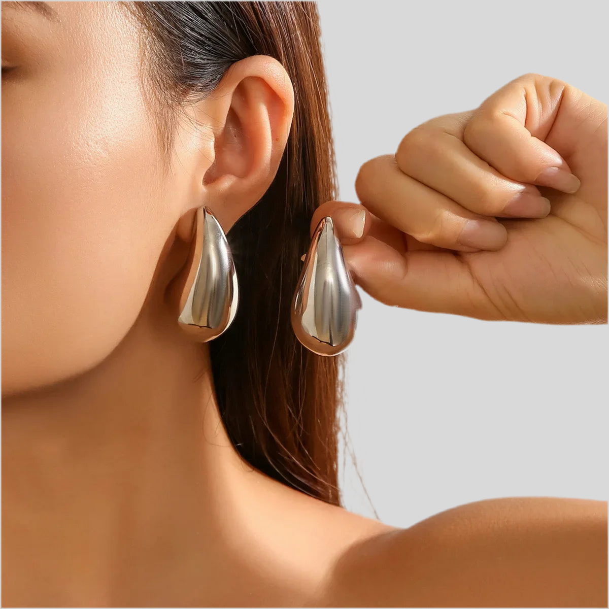 Sleek Teardrop Metal Earrings