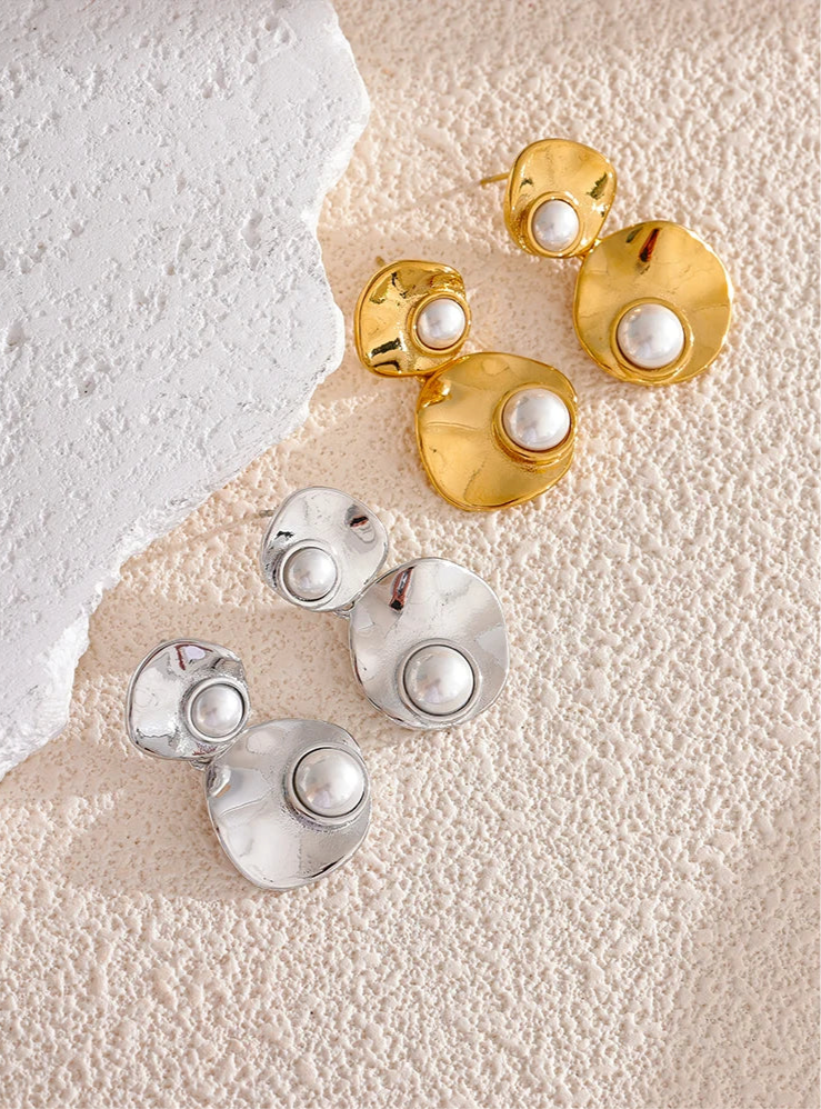 Modern Abstract Pearl Earrings