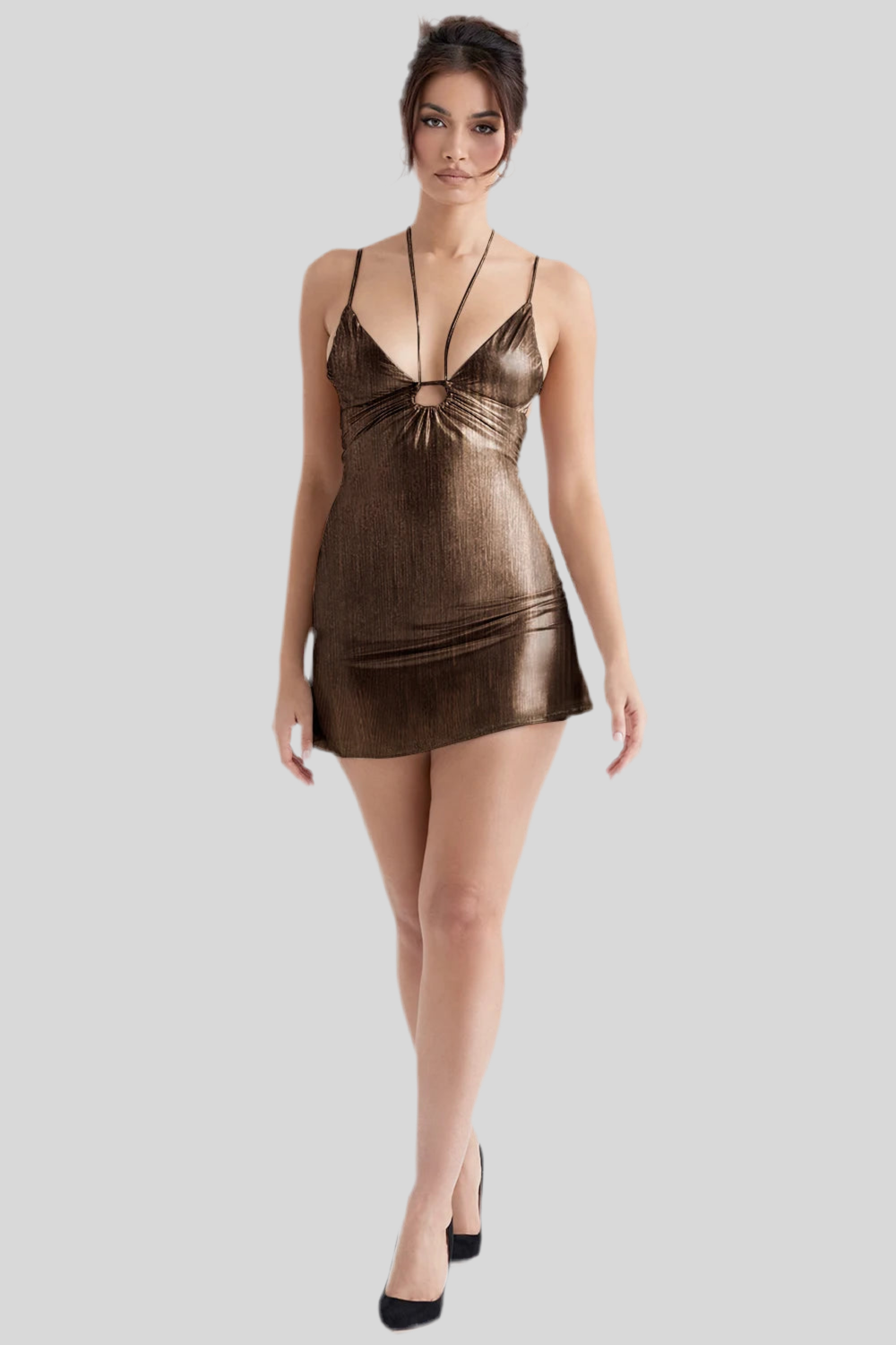 Shimmering Bronze Mini Dress