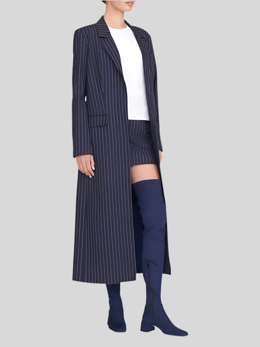 Pinstripe Longline Blazer & Mini Skirt Set