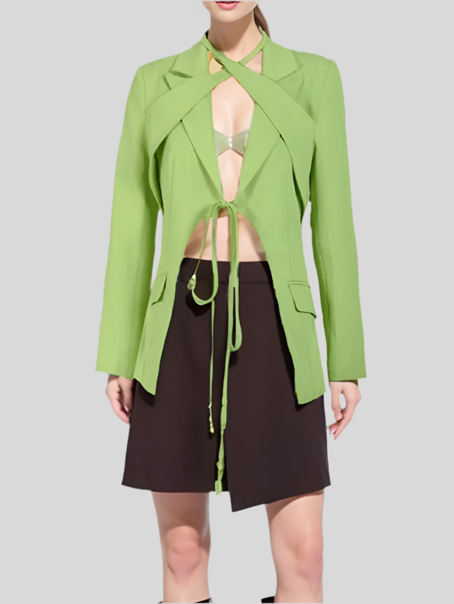 Vibrant Lime Green Cutout Blazer