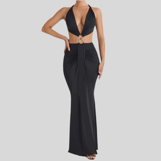 Sultry Cut-Out Maxi Dress with Ring Detailing