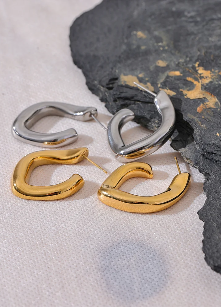 Abstract Chunky Hoop Earrings