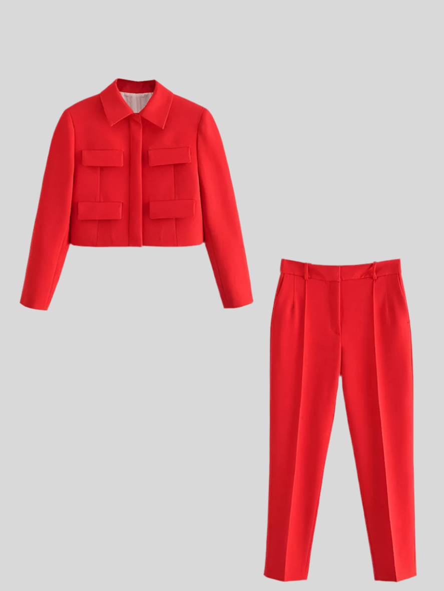 Cropped Utility Jacket & Tapered Trousers Set