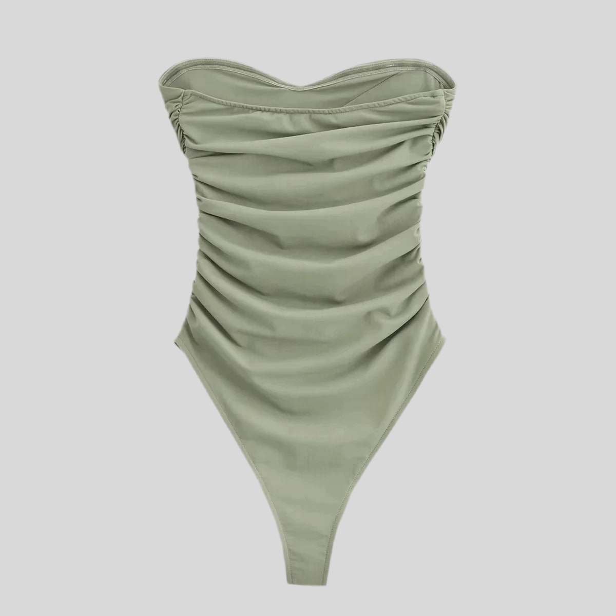 Sage Ruched Strapless Bodysuit