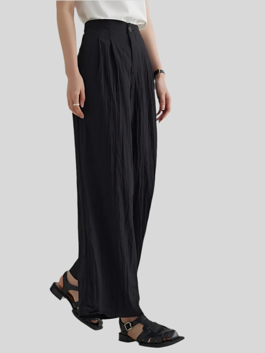 High-Waisted Wide-Leg Pleated Pants