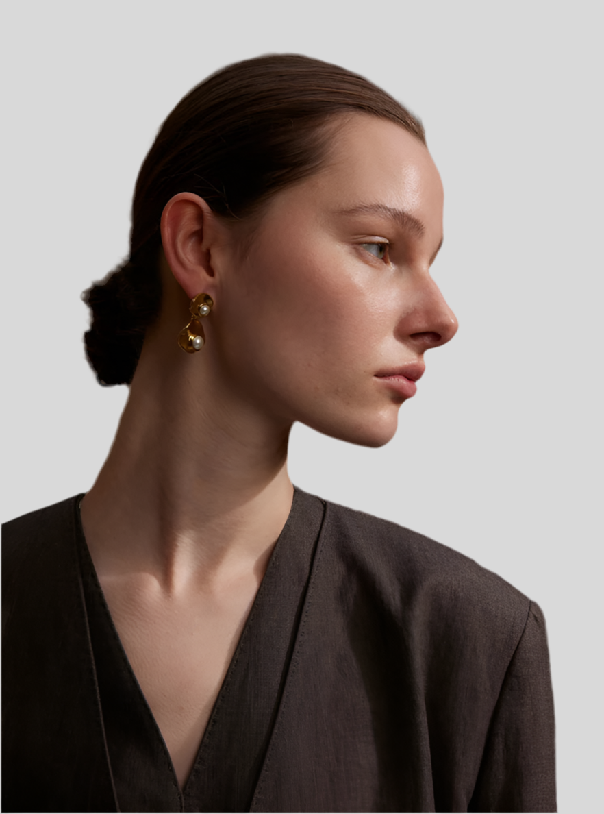 Modern Abstract Pearl Earrings