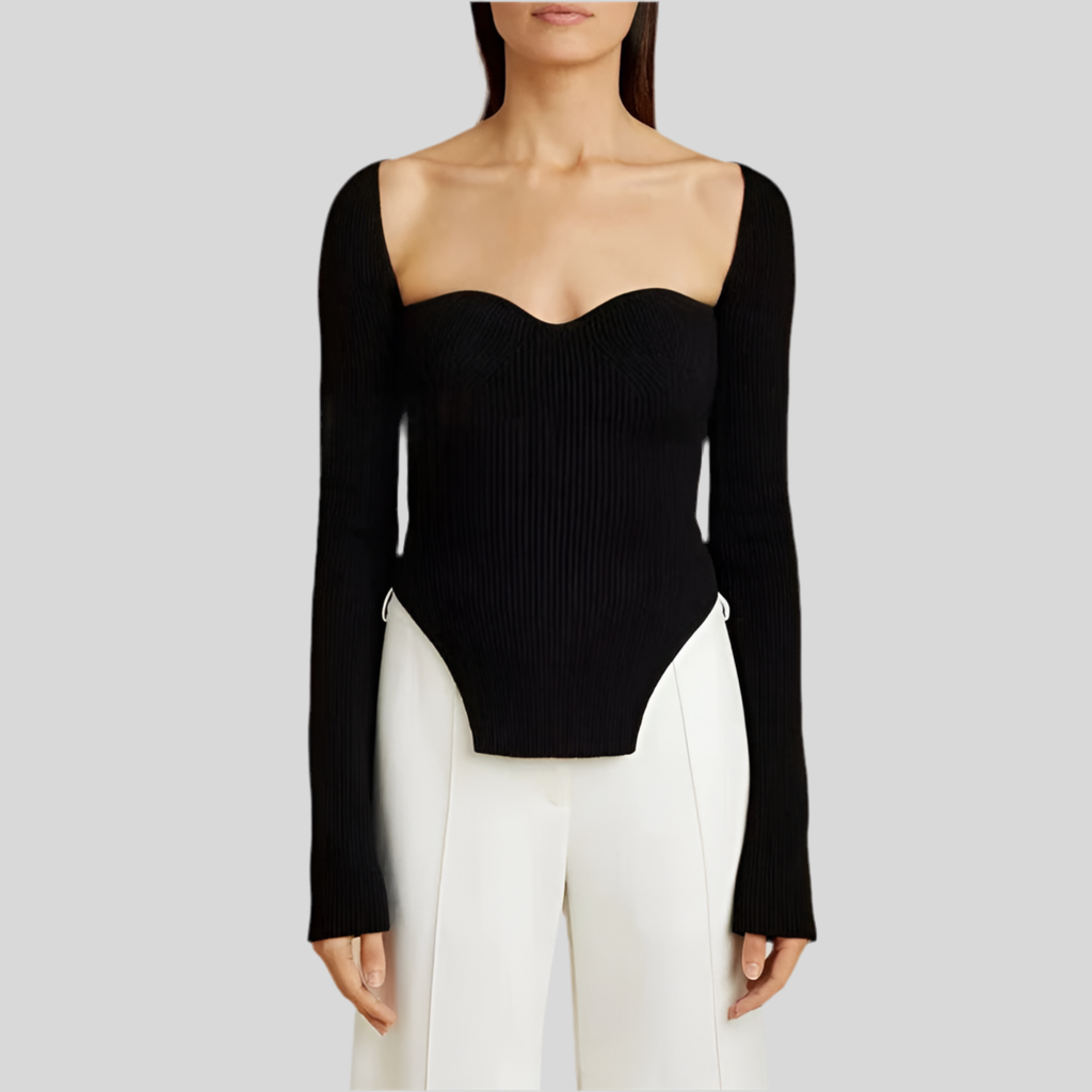 Sculpted Long-Sleeve Knit Top