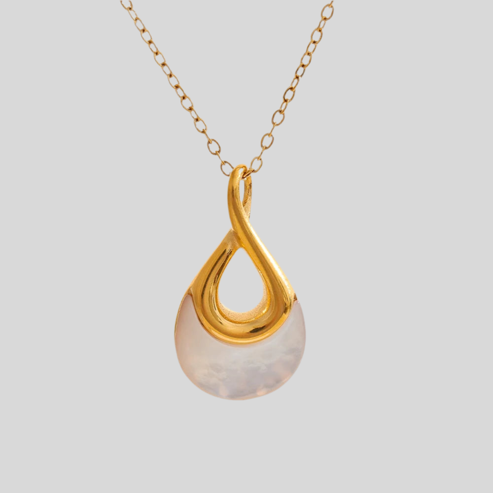 Gold Teardrop Moonstone Pendant Necklace