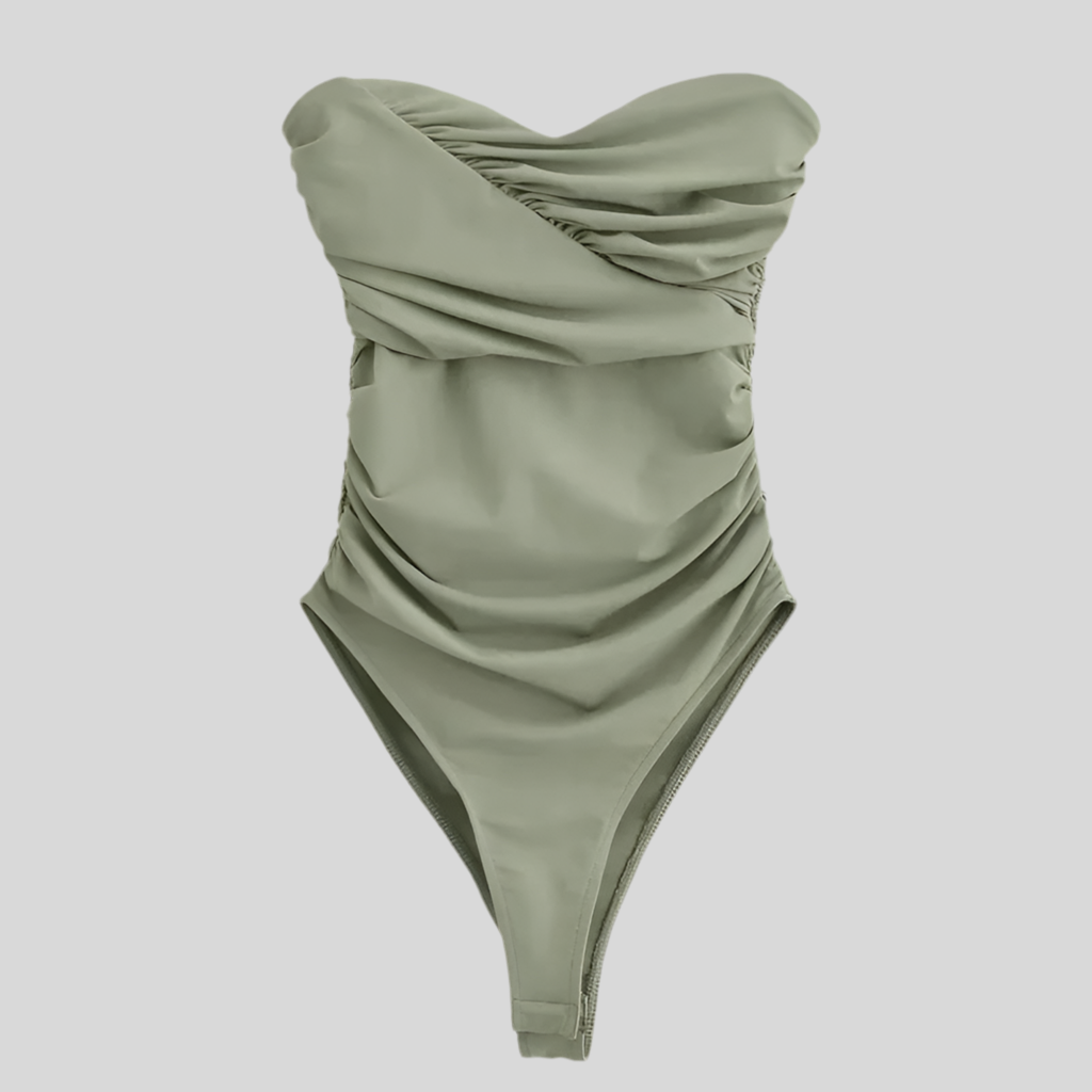 Sage Ruched Strapless Bodysuit