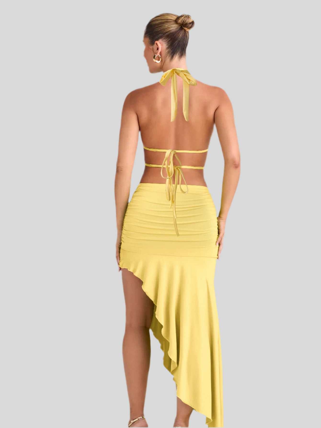 Vibrant Yellow Haltered Maxi Dress