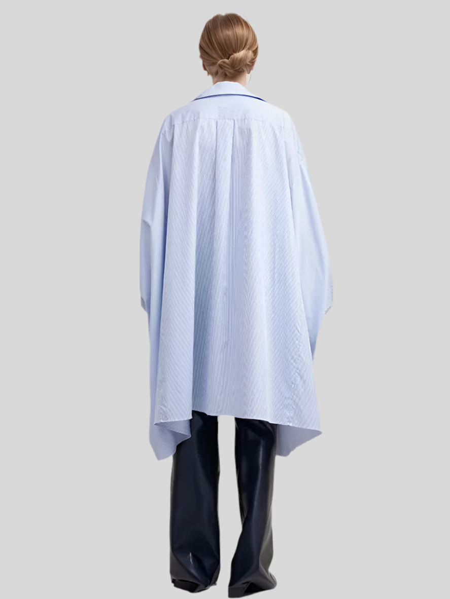 Oversized Button-Down Shirt with Draped Sleeves