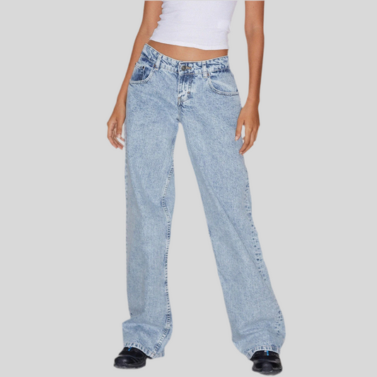 Vintage Wash Wide-Leg Jeans