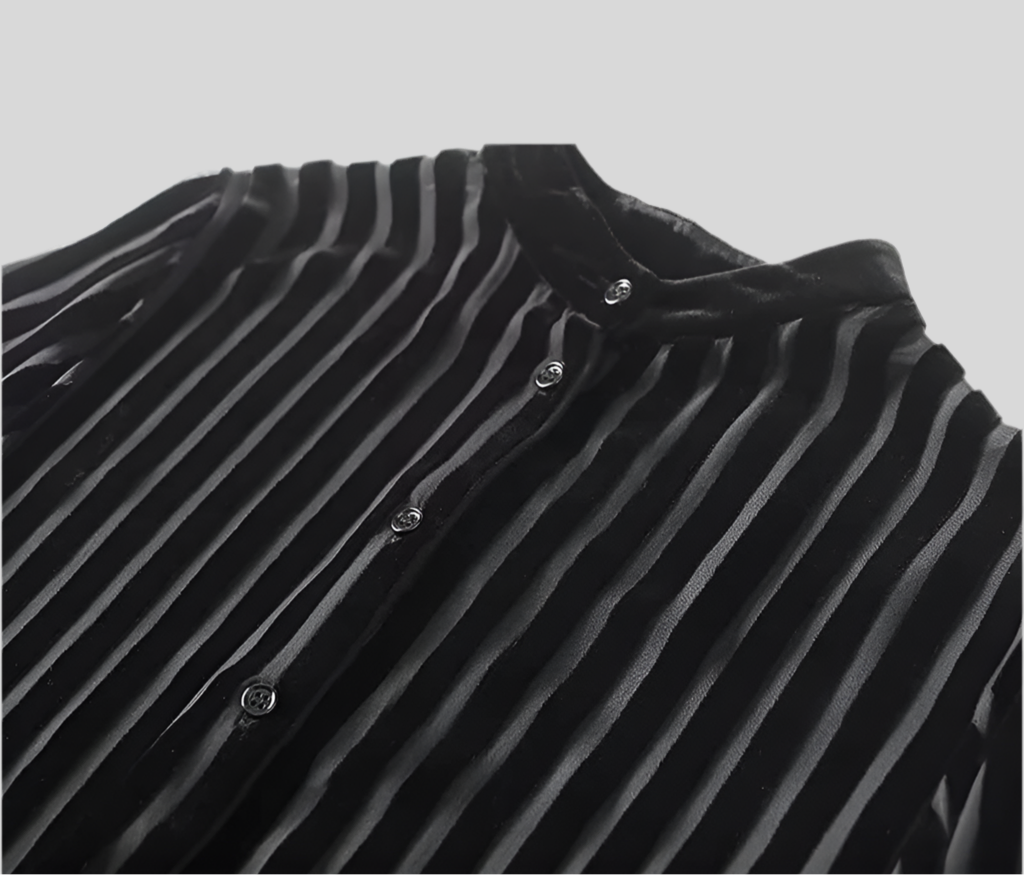 Black Velvet Striped Sheer Shirt