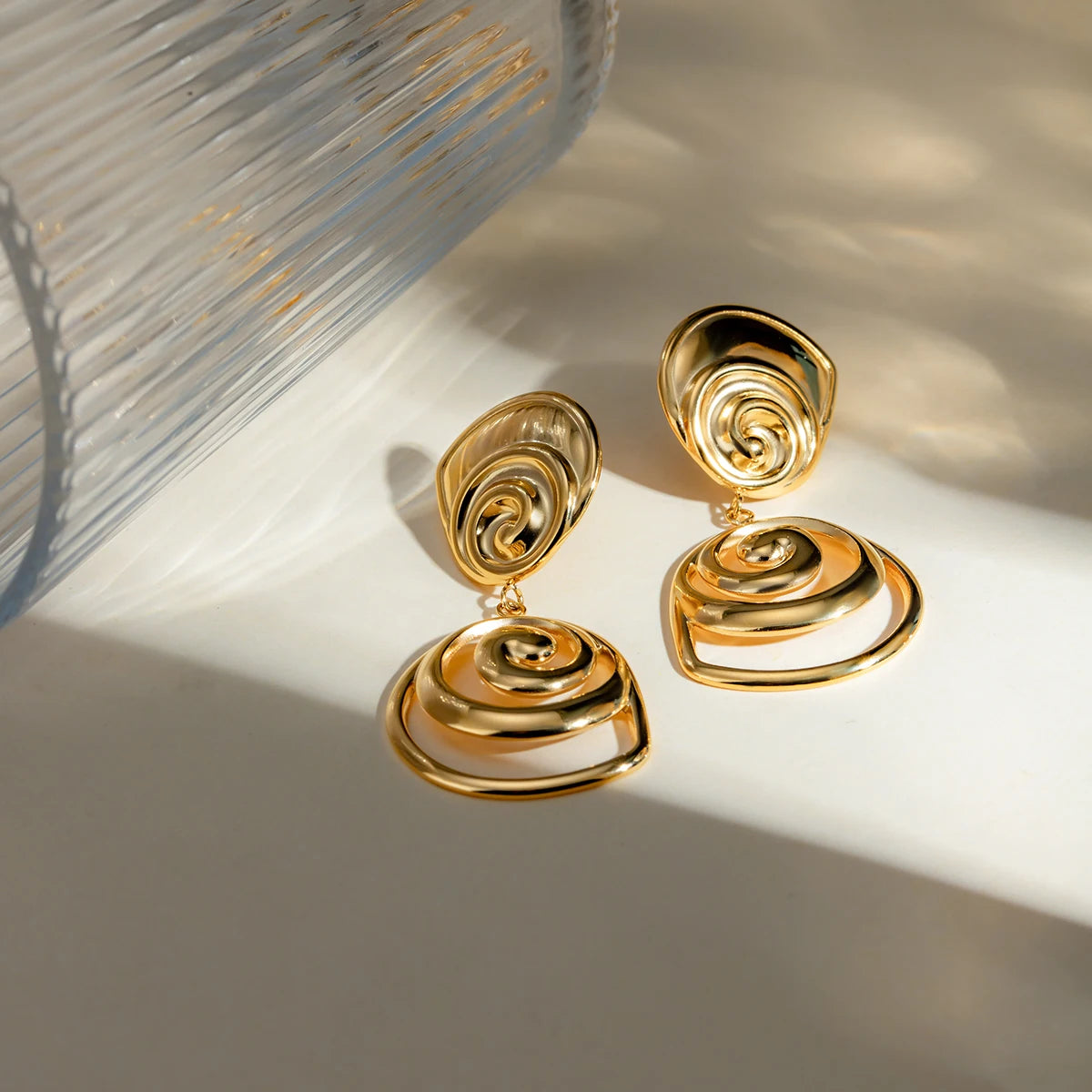 Gold Spiral Statement Earrings