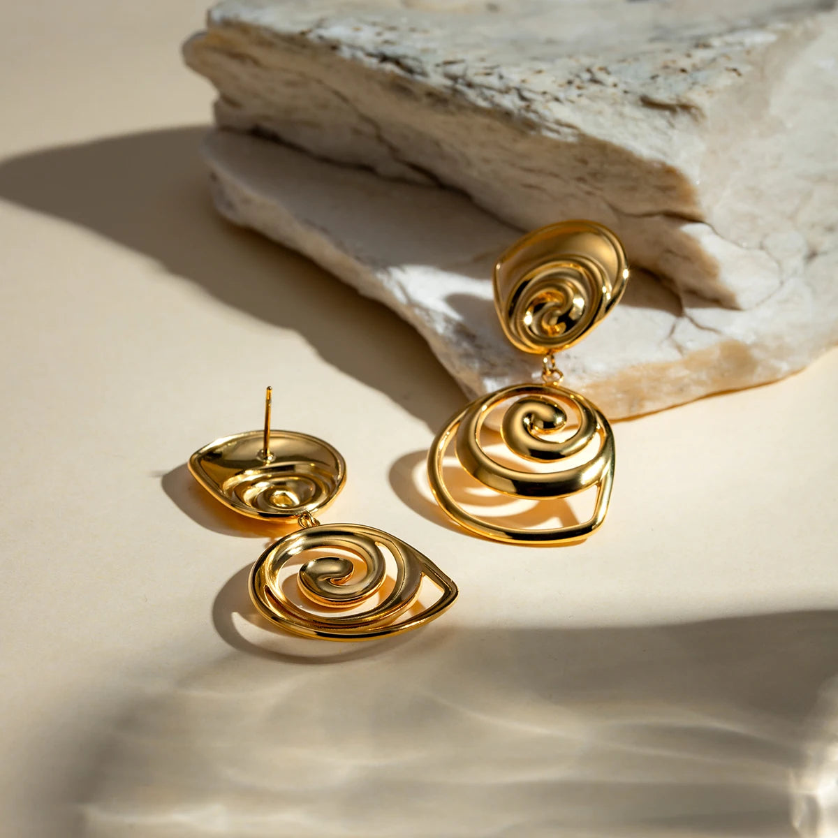 Gold Spiral Statement Earrings