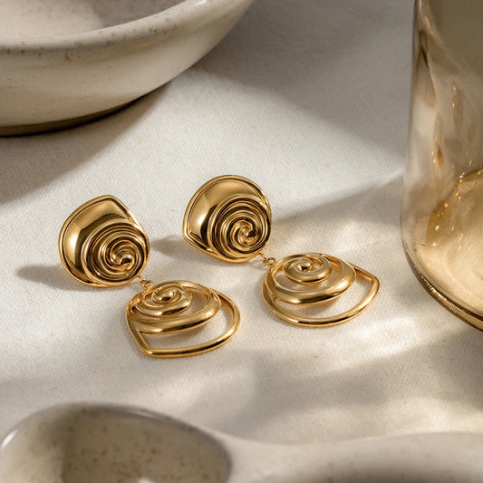 Gold Spiral Statement Earrings